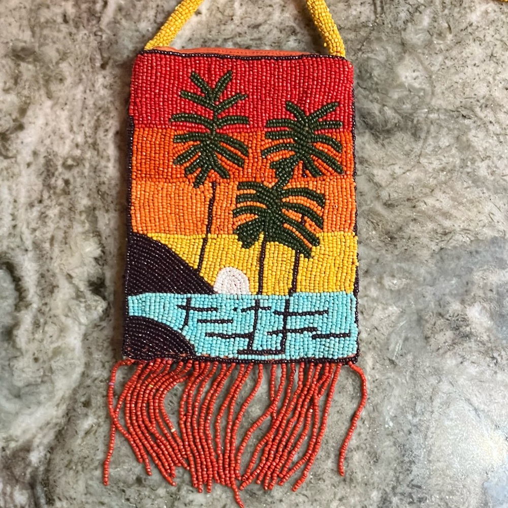 UO Beaded Crossbody Phone Sling Multicolored NEW